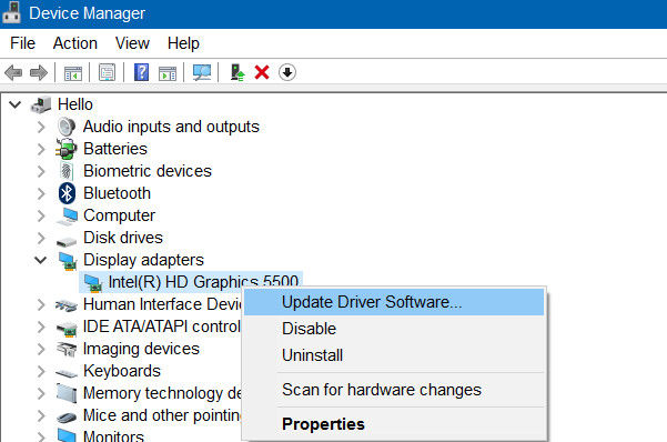 display adapter driver for windows 10